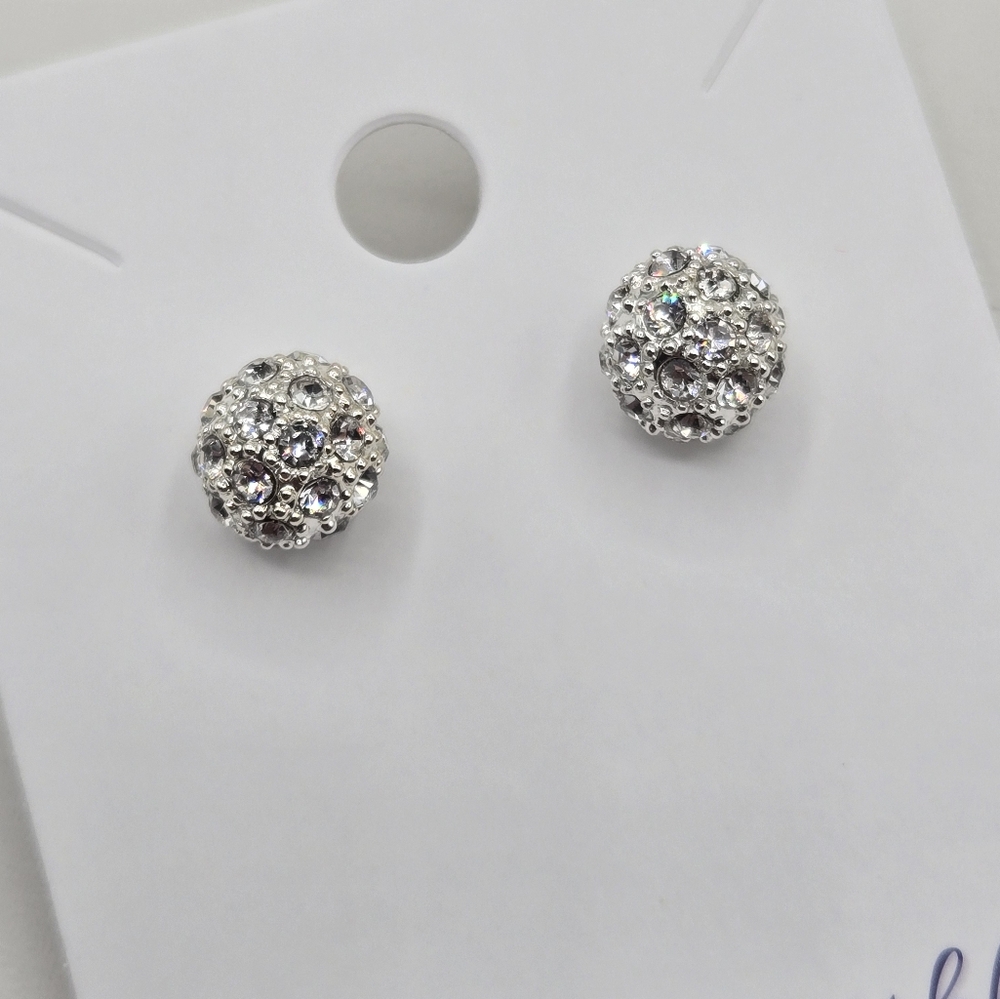 Swarovski Elements Silver Crystal Earrings Made with Swarovski Crystals - Picture 3 of 5